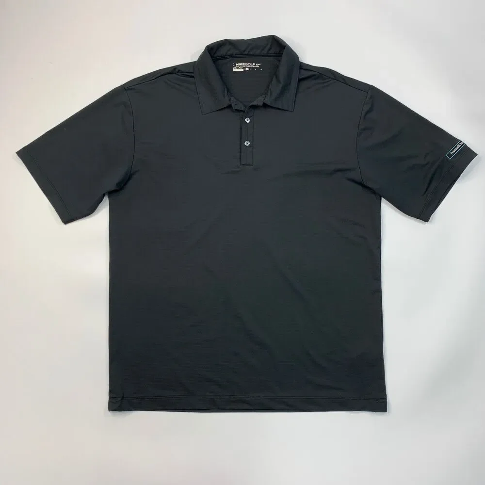 Nike Polo Shirt Mens L Large‎ Black Elite Series Ottoman Bonded Performance Golf